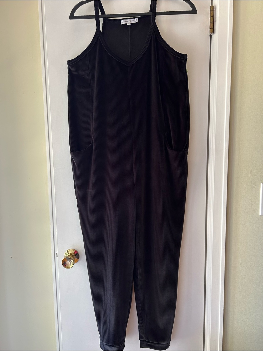 Sincerely Jules Black Jumpsuit Overalls corduroy pockets size M